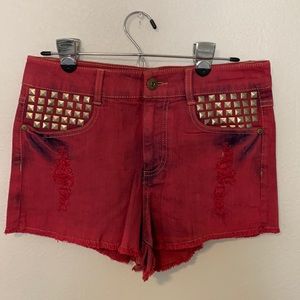 Studded Red Shorts